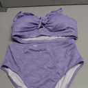 Herseas Women's Seashell Textured Bikini Sets Knotted Front 2 Piece Swimsuits Ruffle Trim Bathing Suits (Large, Purple)