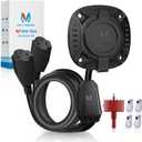 MICTUNING AC Port Plug with Heavy Duty Integrated Dual 20" Extension Cord Y Splitter Cable and Water Resistant Cap, Black