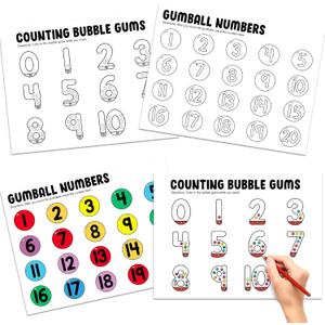 Number Bulletin Board Set Number Posters for Classroom Wall 1-20 Bubble Gumballs Bulletin Board Bubble Gumball Coloring Back to School Math Educational Posters for Kid Preschool Classroom Decor