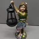 Pohabery Fairy Garden Statue Solar Garden Fairy with Lantern Light Outdoor Decoration Waterproof Solar Sculpture for Patio Yard Lawn Gift for Mom Grandma