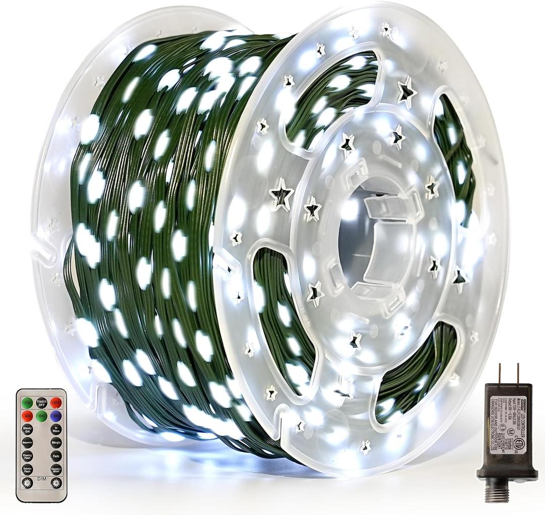 Christmas Lights 1200 LED 394 FT, IP67 Waterproof Christmas Tree Lights with 8 Modes, Remote Control 3 Timers & Memory Function Xmas Decorations for House and Holiday (Cool White)