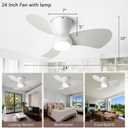 24 Inch Flush Mount Ceiling Fans with Lights, High Airflow Remote/APP Control, 3CCT Dimmable LED Light, Recessed Ceiling Fan for Kitchen, Bedroom, Patio