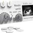 Baby Sonogram Picture Frame w/ Baby Countdown Weeks - Standard 4x3 Ultrasound Photo - Pregnancy Announcements Ideas - Gender Reveal - New Mom Expecting Parents Keepsake
