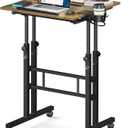 Small Standing Desk with Wheels, Mobile Stand Up Desk, Portable Standing Table on Wheels for Walking Pad, Rolling Computer Desk Adjustable Height, Tall Table