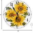 Ansouyi Round Wall Clock Battery Operated Clocks Wallclock 10 Inch,Yellow Sunflowers on White Silent Non Ticking Wall Clock for Living Room,Kitchen,Home,Bathroom,Bedroom,Office or School
