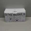 Getstar Ceramic Dog Bowls with Acacia Wood Stand, 30 fl oz, Set of 2, Dog Food Bowl, Cat Bowls (6.5 inches) (Vintage White)