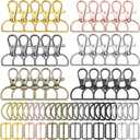 Paxcoo Keychain Bulk with Key Chain Swivel Hook D Rings and Slide Buckles for Handbag Purse Hardware Craft (1 Inch) (Multicolor)
