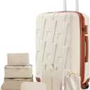 Luggage Set 8 Piece, Carry On Hardside Luggage with TSA Lock Spinner Wheels, Carry On Suitcase with Travel Storage Bag (White, 8 piece set), Size: 8 Piece Set (20inch)