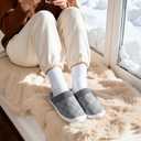 STQ Women's Slippers Indoor with Slip on Cozy House Shoes Non Slip Warm Loafers (Gray)