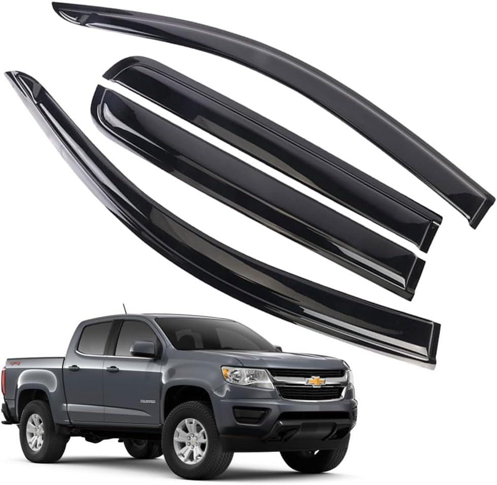 Rain Guards for Chevrolet (Chevy) Colorado/GMC Canyon Crew Cab 2015-2022, Tape-on Side Window Deflectors for Chevrolet Colorado, Window Visors for Chevrole Trucks,for Chevrolet Car Accessories, 4 pcs