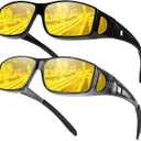 FIMILU 2PCS Night Driving Glasses Night Vision Glasses Fit Over Wrap Around Anti Glare Polarized Glasses for Men Women