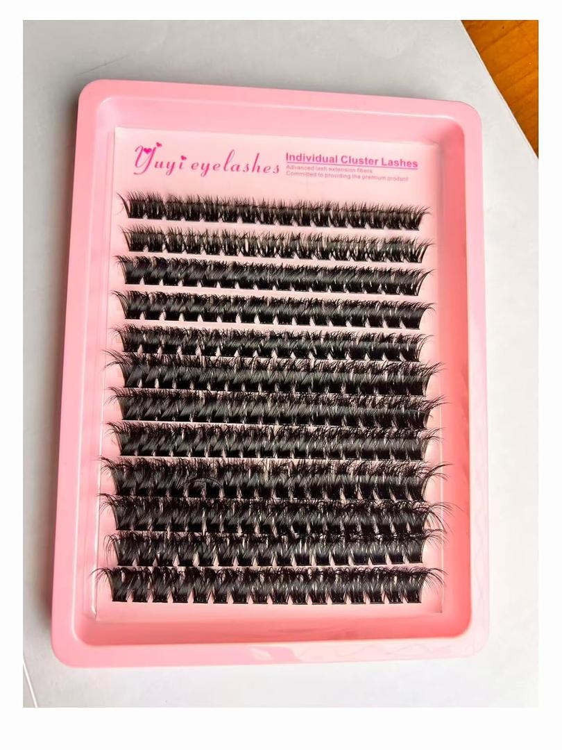 2 x False Eyelashes100 D,Lash Clusters 10-18mm C/D Curl, 168-300PCS Faux Mink DIY Eyelash Extensions, Soft Thin Band Wispy Individual Lashes for Beginners 1#