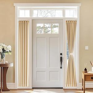 Vatge Sidelight Curtains for Front Door, 12 Inch Wide Narrow Window Curtains for Side Door, 1 Panel, W12 x L80, Beige