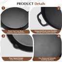 BUCABUCA Pre-Seasoned Cast iron Skillet,Frying Pan,Chef's Pan,Large Skillet,Cast Iron Camping Pan (17 inch)