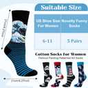 Chalier 5 Pairs Womens Fun Famous Painting Patterned Art Socks Cotton, Printed Cool Novelty Funny Socks for Women, L-oil Painting Multicolor 12 (5 Pairs)