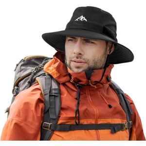 TOP-EX L/XL/XXL UV50+ Waterproof Bucket Sun Hat for Fishing Golf Hiking All-Weather Outdoor Rain Hat Stiff Brim