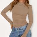 BTFBM Womens Tops 2025 Fall Clothes Long Sleeve T Shirts Boat Neck Ruched Slim Fit Casual Stretchy Going Out Outfits (M)