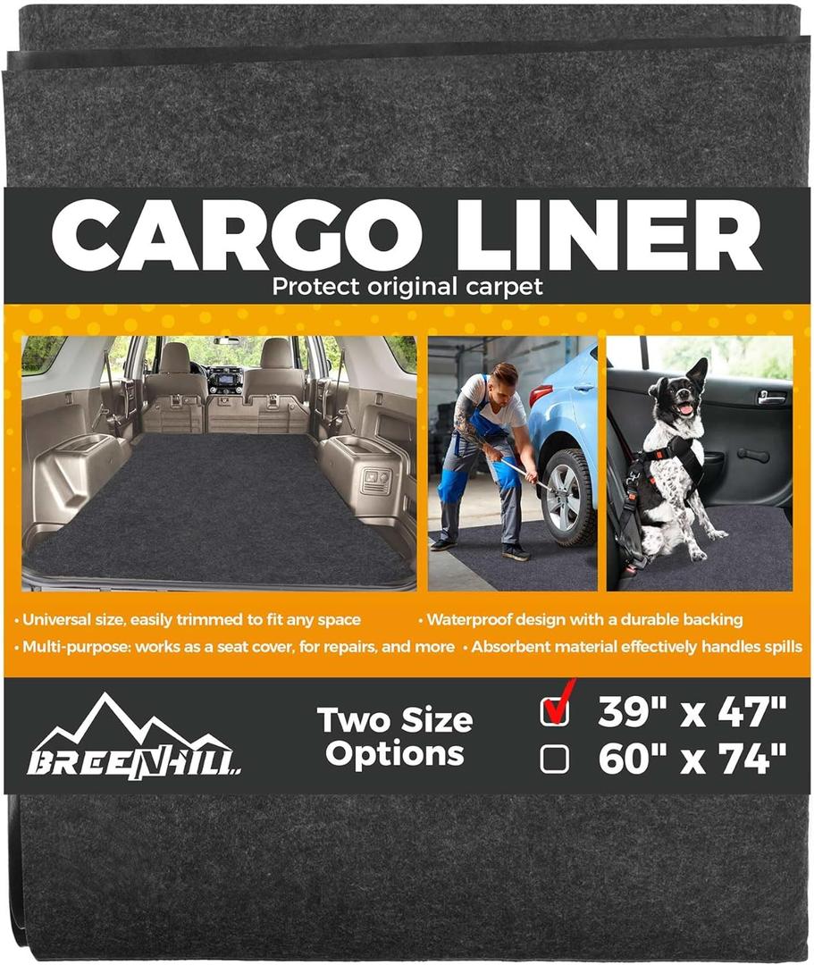Cargo Liner Mat (39" x 47"), Dog Seat Cover, Trunk Liner, Absorbent, Waterproof, Protects Vehicle Interior, for SUVs, Trucks, Vans, and Cars