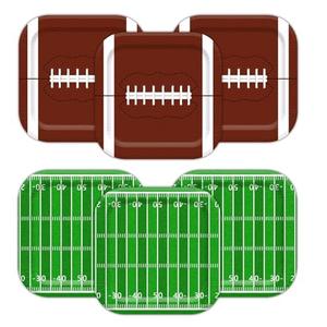 Vanulus 48Pcs Football Party Paper Plates 9 Inch Football Birthday Dinner Plates Disposable Super Sunday Touchdown Square Dessert Plates for Tailgate Party Tableware Supplies