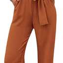 PRETTYGARDEN Women's One Piece Jumpsuits Dressy Casual Summer Short Sleeve Wrap V Neck Wide Leg Pants Romper Spring Clothes (Large, Caramel)