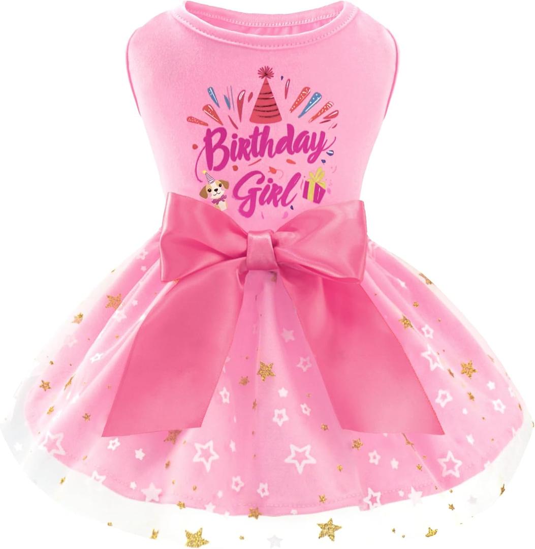 XPUDAC Dog Birthday Dress Puppy Clothes for Small Dogs Girl Birthday Party Tulle Pet Outfit, Cat Appeal-Medium