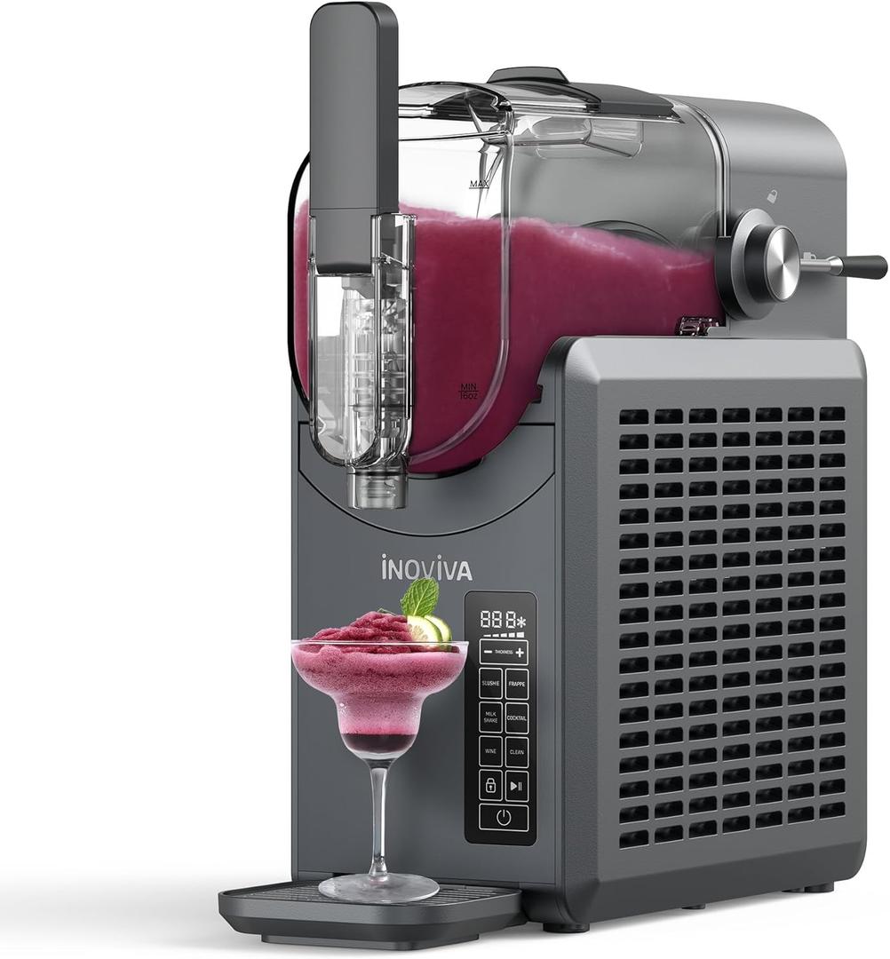 Slushie Machine, No Ice Needed, 88 oz INOVIVA Slushy Machine for Home with Self-Cleaning Function, Professional Frozen Drink Maker, 5 Preset Programs, Frozen Margaritas, Frapps, Milkshake, and More (gray)