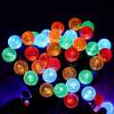 Christmas Lights 70L G14 Raspbery Globe in Multicolor, Total 24.8 Feet,Indoor Outdoor,Connectable String Lights for Festival,Holiday Event,Wedding, Party,Garden,Halloween (Green wire)