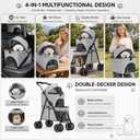 YYW Double Pet Stroller Foldable 2 Carriages Lockable Wheels Gray