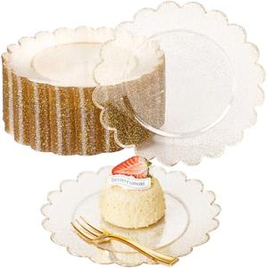 LIYH 45 Pcs Gold Glitter Dessert Scalloped Plates