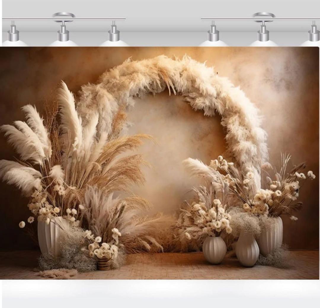 Boho Floral Pampas Kid Birthday Party Wedding Background Pregnant Portrait Decor Photo Backdrop Studio Photography(9x6FT)