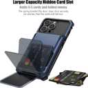 Nvollnoe for iPhone 13 Pro Max Case with Card Holder[Store 5 Cards] Dual Layer Heavy Duty Shockproof Wallet Case with Hidden Card Slot Storage Case for iPhone 13 Pro Max(Blue)