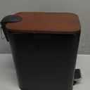 SIDIANBAN Bathroom Trash Can with Bamboo Lid Soft Close and Foot Pedal, Small Rectangular Slim Garbage Can with Inner Wastebasket for Bedroom, Office, Kitchen, 1.3Gal/5L, Black