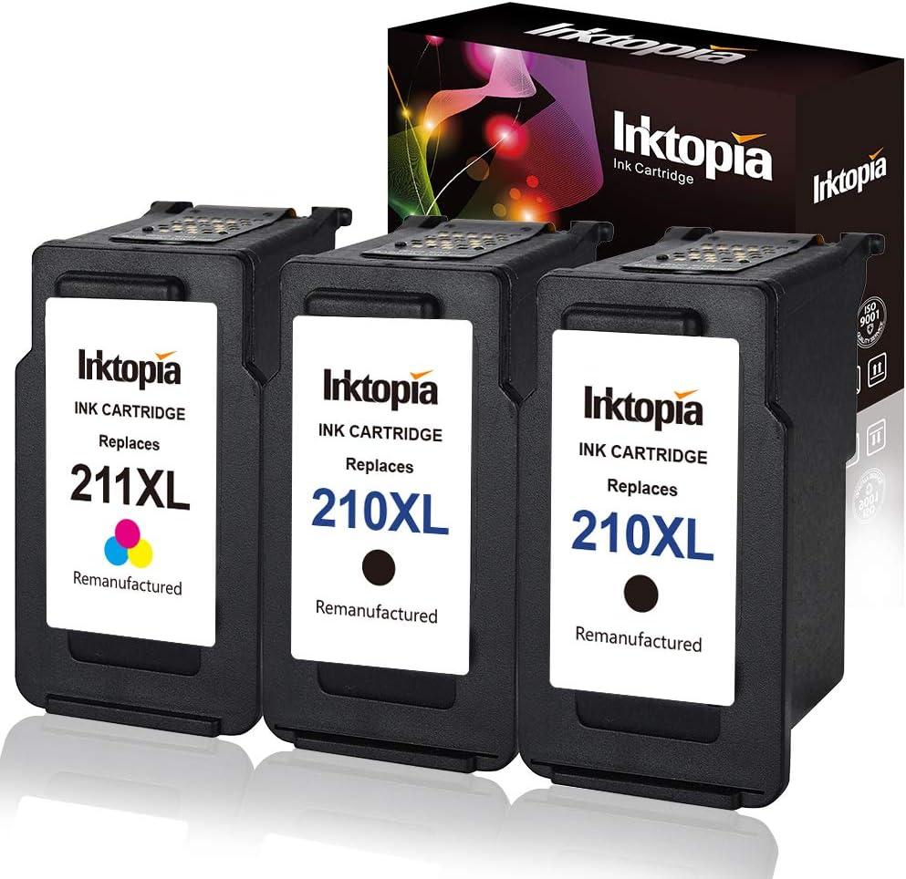 Inktopia Remanufactured Ink Cartridge Replacement for Canon 210XL PG-210XL 211XL CL211XL (2 Black,1 Color) for IP2700 IP2702 MP240 MP250 MP270 MP280 MP490 MP495 MP499 MX320 MX350 MX360 Printer