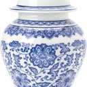 Blue and White Ginger Jars for Home Dcor,Small Chinoiserie Porcelain, Good Ideal for Room, Office Decoration, 9.8" H (Gloss 10")