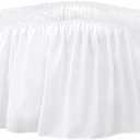 Biscaynebay Wrap Around Bed Skirts for Full & Full XL Beds Extra Long Drop of 25", White Adjustable Elastic Dust Ruffles Easy Fit Wrinkle Resistant Silky Luxurious Fabric Machine Washable