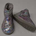 K KomForme Girls Winter Boots Sparkle Sequins Warm Snow Shoes Fur Lined Lightweight Comfy (11, Grey Colorful)