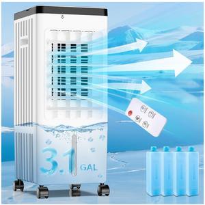 Portable Air Conditioners, Room Air Conditioners, Cooling Up to 20H, Swamp Cooler with 4 Ice Pack, Ac Unit with Timer, 3 Speeds, 120Swing Swamp Cooler for Room Kitchen Bedroom Garage Pets (White)