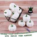 Fovths 16 Pack White Mini Artificial Pumpkin 2.2 Inches Fake Small Pumpkins Fall Harvest Pumpkins Lifelike Foam Pumpkins Realistic Pumpkin for Halloween, Thanksgiving Home, Garden Decor