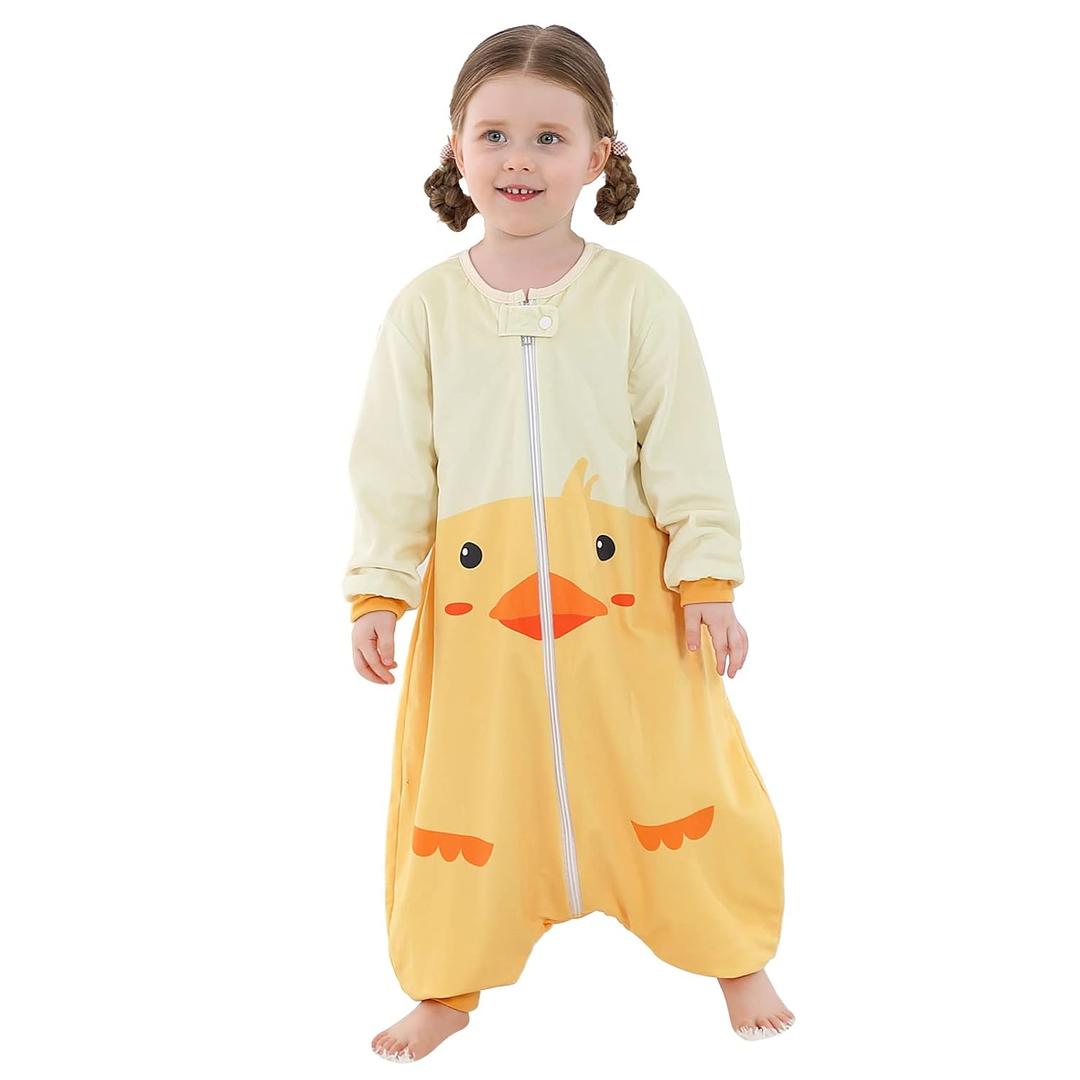 MICHLEY Baby Sleeping Bag Sack Long Sleeve with Feet Winter Swaddle Wearable Blanket for Boys Girls,Duck,1-3Years