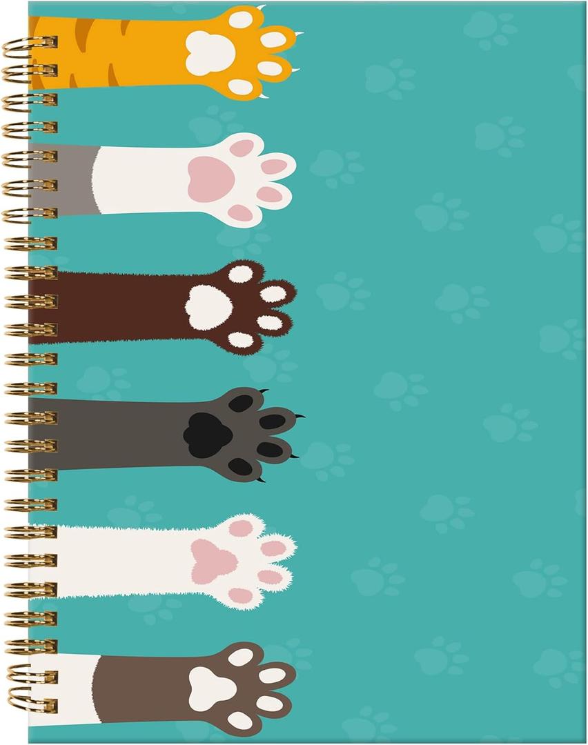 2 x Spiral Journal Notebook,A5 Hardcover Lined Journals for Women Girl 6 x 8.3 in,120 Pages Thick Paper,Cute College Ruled Writing Notebook for Gifts Office Work School(Cute Cat Claw)