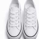 Women's Platform Sneakers 3 Inches Height Boost Canvas Hidden Heel Wedge Sneakers, Casual Height Increase Fashion Shoes for Women and Girls, White US 6