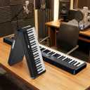 TERENCE V50 Portable 88 Key Weighted Keyboard,Upgraded Foldable Keyboard Piano 88 Keys with 2*15W Speakers,Touch-Sensitive Panel,Video&Audio Recording,MIDI,Pedal Support for Beginners&Advancer(Black)