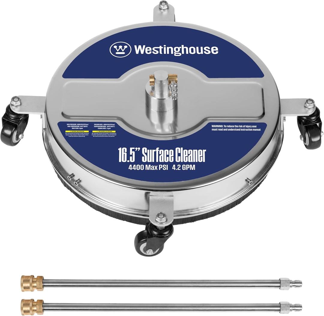 Westinghouse Universal 16.5 Pressure Washer Surface Cleaner Attachment - Stainless Steel - 4400 Max PSI, 1/4 Connector - for Gas and Electric Pressure Washers