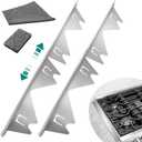 2 Pack Stainless Steel Stove Gap Covers Silver, Windspeed Stove Counter Gap Cover for Stove Gap Filler Gap Covers Between Stove and Counter Edge Gap Covers Length 13.8" to 27.6"