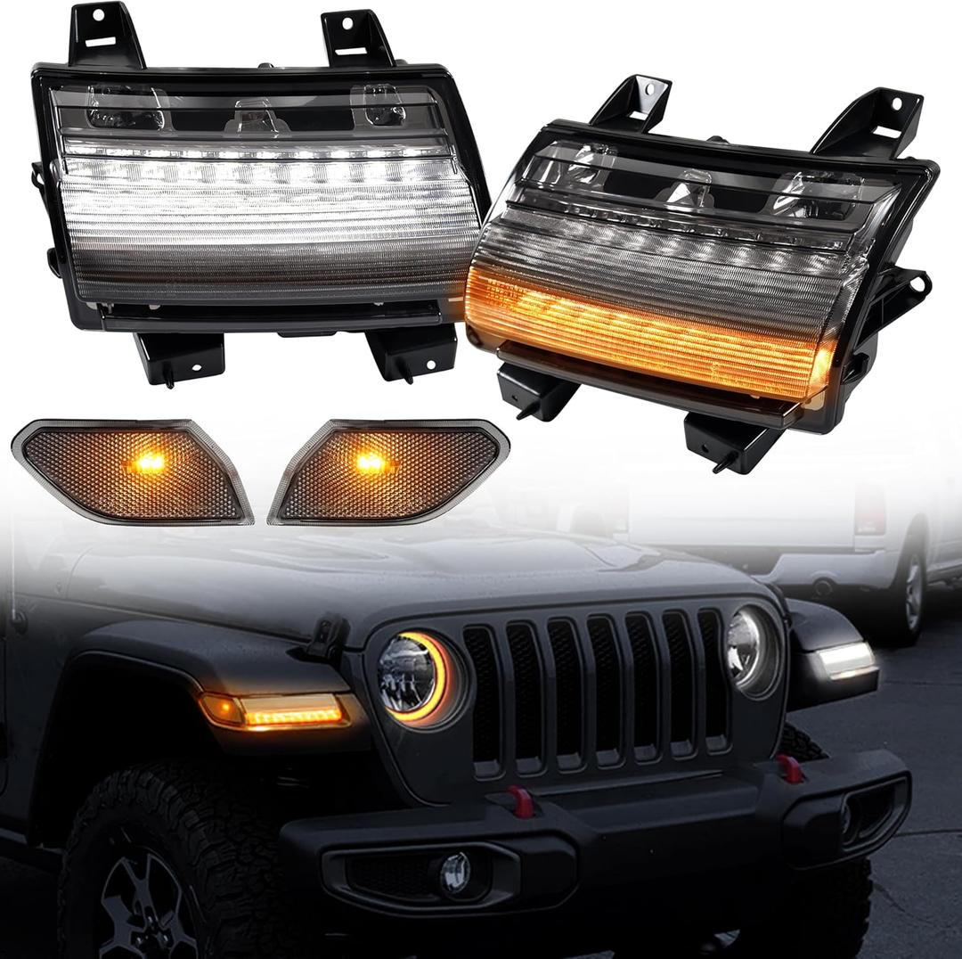 KEWISAUTO LED Sequential Flashing Turn Signal & Side Marker Lights Kit for Wrangler JL, Fender Flares Lights Wheel Eyebrow Light DRL for Jeep Wrangler JL 2018-2022 Accessories