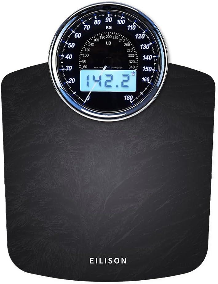 EILISON Highly Advance 2-in-1 Digital & Analog Weighing Scale for Body Weight-400lbs, 4 High Precison GX Sensor Accurate, Thick Tempered Glass, Extra Large Display (NBlack)