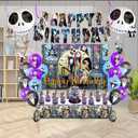Birthday Party Decorations, Magical Wizard Pirate Halloween Horror Night Themed Party Supplies - Happy Birthday Banner, Balloons, Backdrop, Tablecloth, Cake Inserts Set-Black
