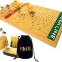 Horse Racing Game for Adults, Horse Race Board Game with 11 Luxurious Metal Horses (Gold, Silver, Black, Rose Gold), 22 Beech Wood Horse Race Game Board, Dice & Golden Card Included (Beech), 12 inches x 21 inches x 1 inch