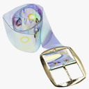 ANKOMINA Women Fashion Holographic Clear Wide Belt Transparent PVC Metal Buckle Waist Belt Waistband Cinch Dress Belt