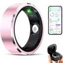 Smart Ring for Women Men, Fitness Tracker with Heart Rate/Blood Oxygen/Blood Pressure/Sleep/Pedometer Monitor, No Subscription Fee, IP68 Waterproof Health Rings for iOS & Android (Pink)